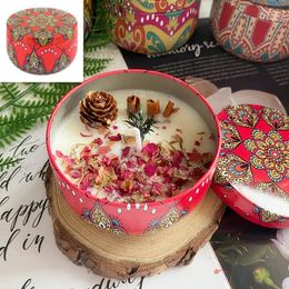 Bougies parfumées boîte en fer cire de soja fleur séchée bougie d'aromathérapie anniversaire maison el décoration de mariage 240122