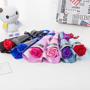 Flores de jabón artificiales falsas perfumadas para baño Limpieza de baños Jabón corporal Flor de rosas para la madre Regalo del día de San Valentín Ramo 3 5dca BB