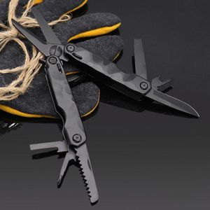 Schaar-herramientas de jardín negras, tijeras plegables, multiherramienta de acero inoxidable, cuchillo plegable, abridor de sierra EDC, herramientas manuales de supervivencia para exteriores