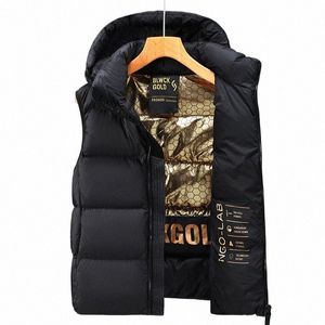 Schinotch hiver hommes noir décontracté à capuche blanc canard vers le bas gilet court mâle épais chaud manches lâche bouffante veste X8DW #