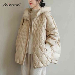 Schinteon style coréen femmes doudoune sur taille manteau court en vrac chaud automne hiver décontracté vêtements d'extérieur de qualité supérieure 210923