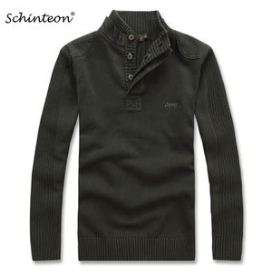 Schinteon hommes chaud pull pull manteaux col roulé violet noir armée vert hiver laine apprêt chemise Slim 201124