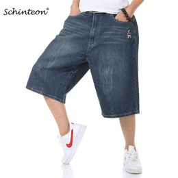 Schinteon été grande taille jambe large jean Shorts homme Skateboard Swag Baggy hommes Capri Denim pantalon 42 46 44 210331