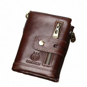 Schlatum Men Leather Wallet Fi Short Zipper RFID Portemuleert nieuwe stijl Multifuncti Credit Busin Card Holder G70D#