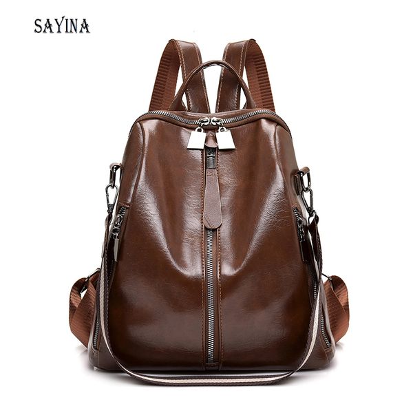 Sac d'école sacs à dos en cuir de haute qualité 2023 femme Vintage sac à dos voyage épaule Mochilas Feminina sacs pour filles 230729