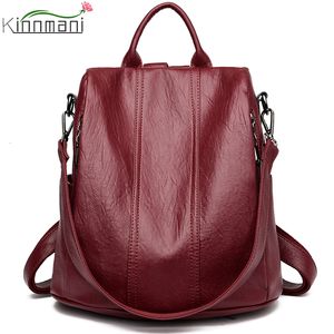 Sac à dos en cuir anti-vol étanche pour sac d'école Sacs à bandoulière pour filles Sacs à dos de voyage multifonctionnels de grande capacité Mochilas 230331