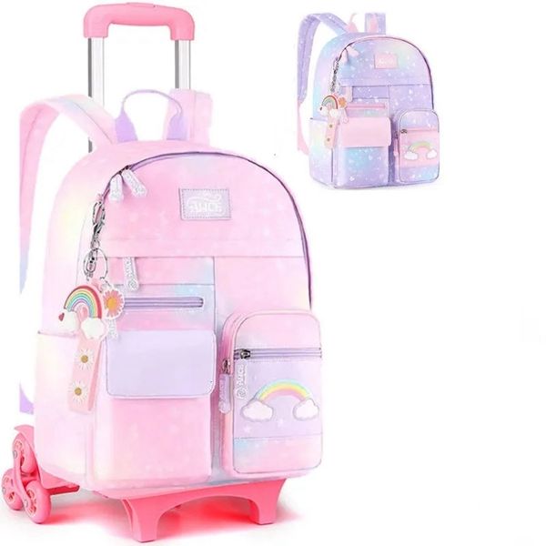 Mochilas escolares Mochila con ruedas de 16 pulgadas para niñas Bolsas con ruedas Degisn con ruedas Mochila con ruedas para niños escuela 230921