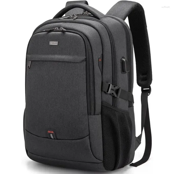 Sacs d'école Backpack d'ordinateur portable de 17 pouces pour les hommes d'université résistants à l'eau avec USB Port Black