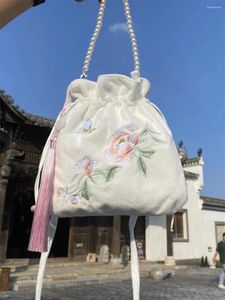 Schooltassen 1pcs Herfst Winter Pluche Handtas Chinese Stijl Retro Borduren Hanfu Crossbody Schoudertas Portemonnee Schooltas Dames Meisje Geschenk