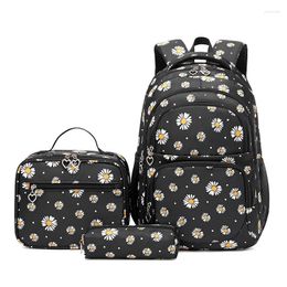 Schooltassen 2023 Zwart 3 pc's/set tas voor meisjes kinderen Backpack Schoolbags Teenage Lunchbox kind met potloodkastje kinderen