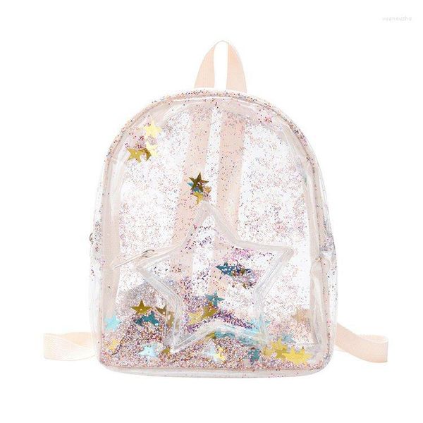 Mochilas escolares 2023 Niños Mini Color Sequin Star Lazer PVC Mochilas transparentes Cute Kids Girls Bag Mochila de verano