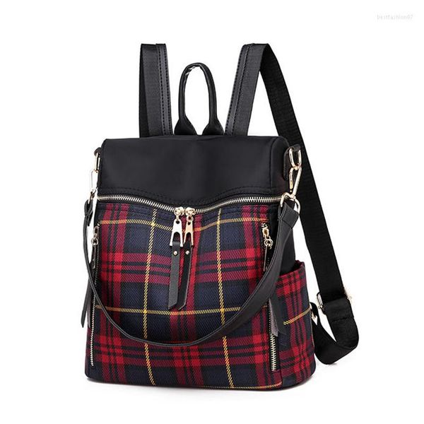 Sacs d'école 2023 couleur contrastante Plaid lumière luxe femmes sac à dos facile à prendre double usage Oxford tissu sac de voyage marée marque mode