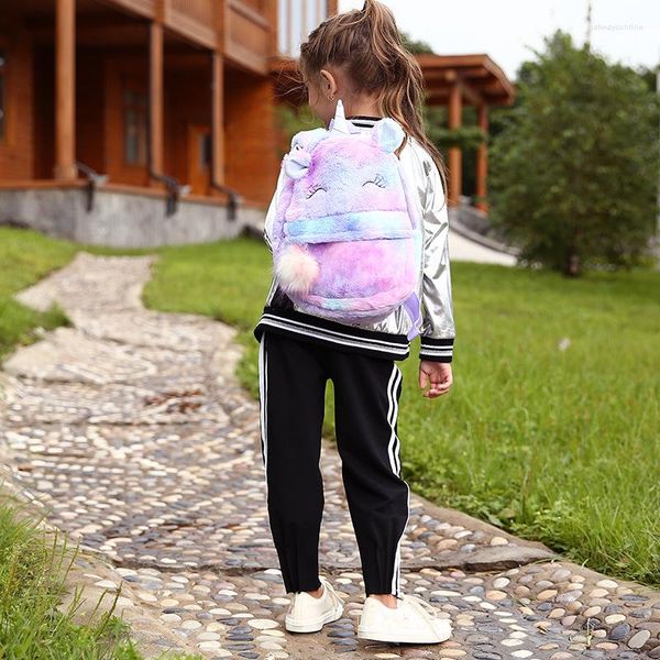 Sacs d'école 2023 Est Fanny peluche coloré Bookbag à la mode mignon Animal sac à dos sac à bandoulière avec boule de poils aléatoire pour enfants enfants