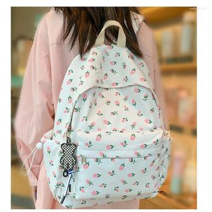 Schooltassen 2023 mode kawaii college backpack dames laptop boek tas meisje bloemen vrouwen printen student trendy vrouw