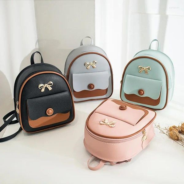 Sacs d'école 2023 Fashion Women Korean Style Mini Backpack Pu Leather Smallless Back Sac Multifonctional Girls '