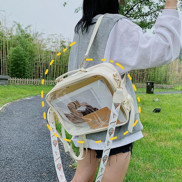 Sacs d'école 2023 Femelle sac à dos transparent sac à dos transparent mignon sac à bandoulière kawaii pour adolescente femme jelly bangpack