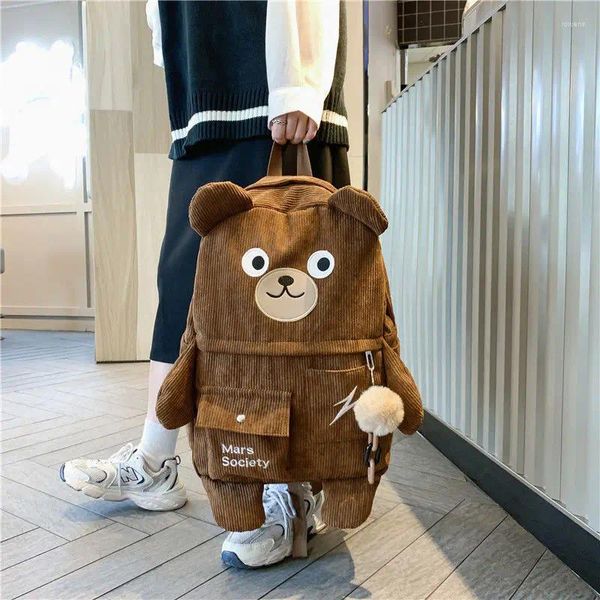 Sacs d'école 2023 Sac à bagages de voyage de grande capacité Sac à dos de dessin animé coréen Bear Y2k Esthétique Mignon Sac à dos en peluche Casual All Match