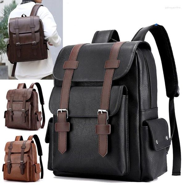 Mochilas escolares 2023 Mochila para hombres Mochila de cuero PU Mochilas grandes para computadora portátil Mochilas Mochilas escolares para adolescentes Versión coreana Estilo universitario