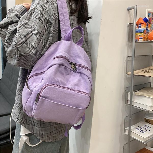 Sacs d'école 2023 Purple Toile pour femmes Small Sac à dos pour filles garçons mignons adolescents femmes sac à dos mochila