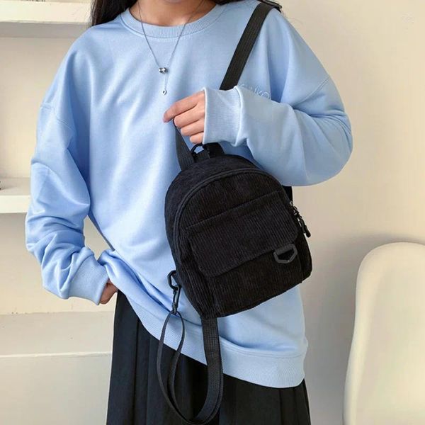 Sacs d'école 2023 femmes Mini sac à dos couleur unie velours côtelé petits sacs à dos Simple décontracté étudiant sacs à dos voyage