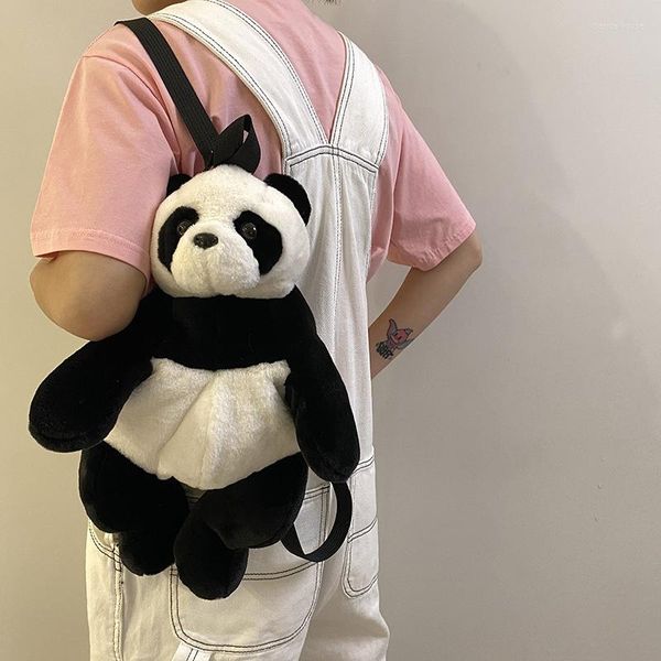 Mochilas escolares 2023, mochila de Panda de peluche para mujer, bonita mochila para estudiante, muñeca para niña