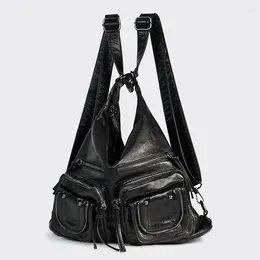 Bolsas escolares 2023 Bolso casual para mujer American Retro Gran capacidad Commuter Cartera versátil hecha de cuero suave