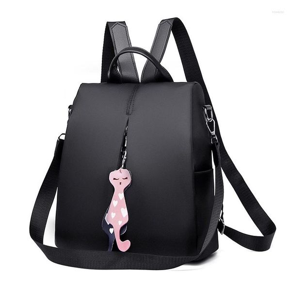 Mochilas escolares 2023, mochila sólida para mujer, bolso de hombro impermeable informal de viaje para mujer, mochila Oxford de gran capacidad para mujer, bolso negro