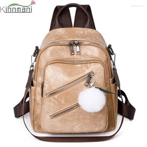 Sacs d'école 2024 Antift Designer Backpack Femmes Retro Pu Leather Bagpack Book Bag pour les adolescents Girls Grands Capacité Sac à dos