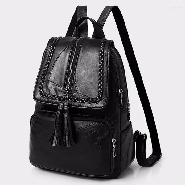 Bolsas escolares 2024 Marca Minimalismo Mochila femenina PU Cuero Jóvenes Mujeres Bagpack Hermosa Moda Chica Casual Mochilas Lady Bolsa de hombro