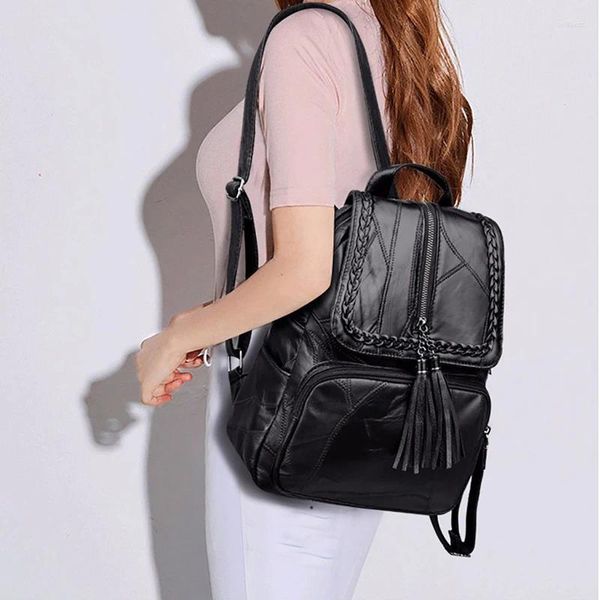 Bolsas escolares 2024 Minimalismo de marca Mochila femenina PU Cuero Juvenil Mujeres Magno de moda Hermosa chica mochila casual Bolso de hombro