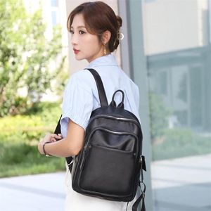 Sacs d'école 2024 Fashion Casual Girls Daily Top Sale Pu Leather Femmes Sac à dos mignon Loisure grandes poches High Capti Capity Schoolbags