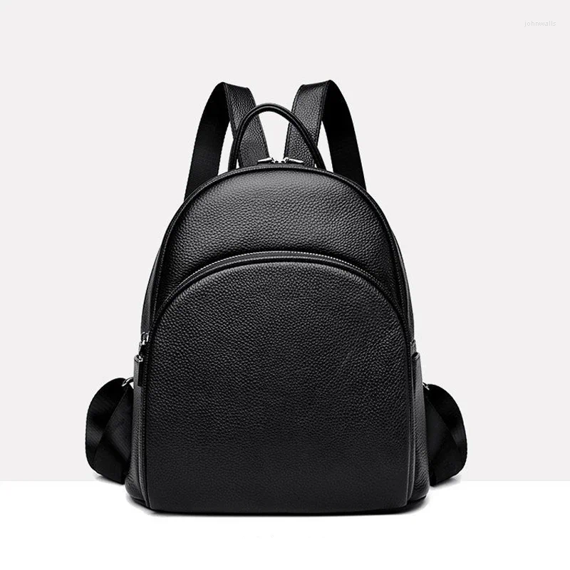 School Bags 2024 Fashion Cow Genuine Leather Women Backpacks Female Lady Girl Student Korean Casual Designer Backpack
