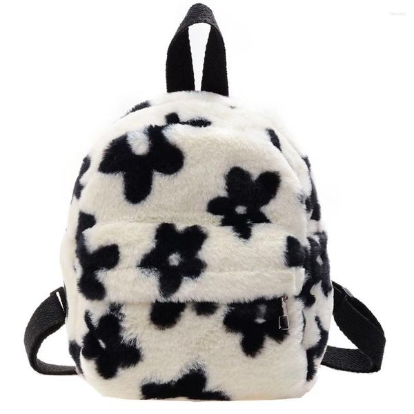 Sacs d'école 2024 mode femmes impression florale en peluche sacs à dos Style Preppy dames petit sac à dos Mini sac à dos cartable