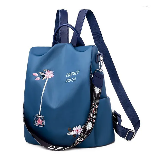 Bolsas escolares 2024 Mochila con bordado de flores Mochilas artísticas literarias Oxford para mujer Paquete de gran capacidad Bolsa Estuche de viaje Regalo para mujer