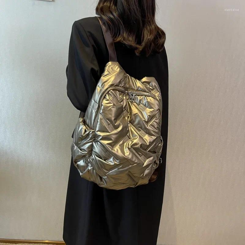 School Bags 2024 Large Capacity Cotton Backpack Korean Fashion Shoulder Bag Trend Travel Luxury Design Women's Student Schoolbag