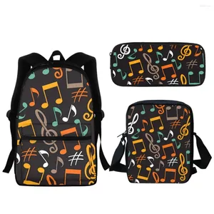 Sacs d'école 2024 note de musique imprimer des garçons garçons enfants sac à dos pour épaule adolescente grande capacité à zipper bookbag crayon crayon cadeau