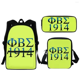 Schooltassen 2024 Phi Beta Sigma 1914 Gedrukte student tas hoogwaardige jongensmeisjes Kindergraven Backpack Lunch Satchel Pencil Case Cadeau