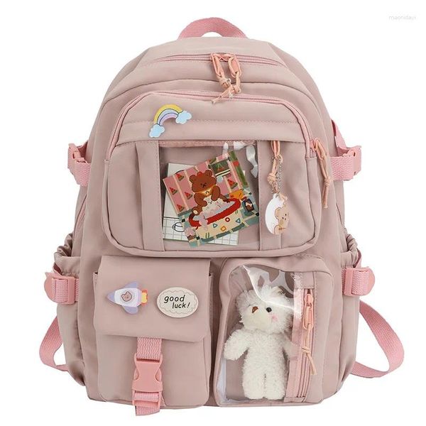 Bolsas escolares 2024 Mochila para mujeres impermeables a impermeabilización de múltiples bolsillos de bolsillo múltiples chicas kawaii bolsón portátil mochilas