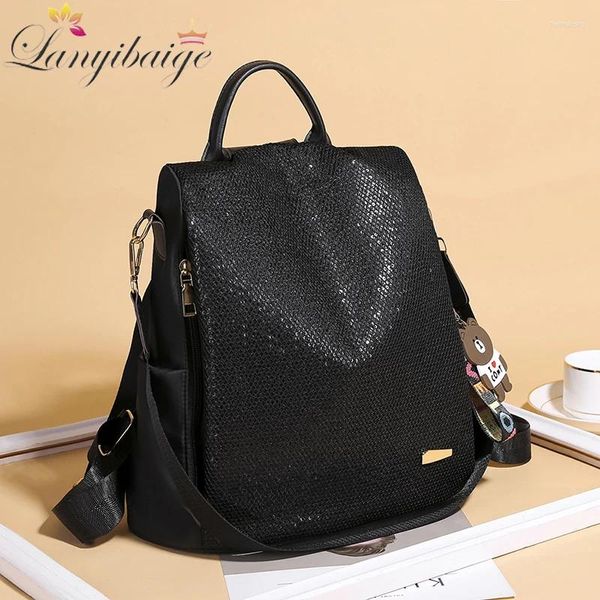 Bolsas escolares 2024 Fashion Women Mochila diseñador de lujo de alta calidad LEQUINA SEGURA Soft Boldes para niñas Mochila femenina