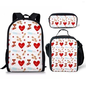 Schooltassen 3 pack hartprint jongens meisjes rugzakken crossbody lunchpotlood mochilas escolares