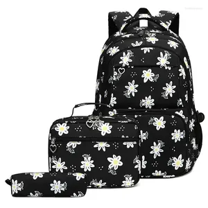 Sacs d'école 3 PCS Set Sac à dos pour enfants Sac étudiant mignon pour les adolescentes imperméables avec un crayon à lunch