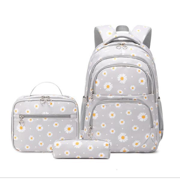 Mochilas escolares 3 PcsSet Bolsa para niñas Niños Mochila Mochilas escolares Lonchera adolescente Niño con estuche de lápices Niños 2023 Negro 230818