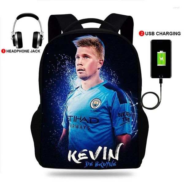 Sacs d'école 3d Imprimers enfants sac à dos scolaire Kevin de Bruyne Bookbags For Teenager Girls Boys Children Book Bag