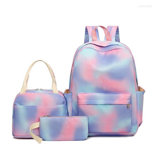 Sacs d'école 3 pièces/ensemble sac à dos pour adolescents filles enfants étudiant enfants grande capacité sac étanche avec déjeuner