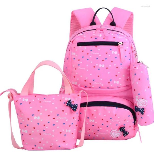 Sacs d'école 3pcs / set Dot Imprimer des enfants imperméables pour les adolescents filles arc kid