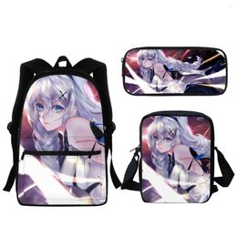 Sacs d'école 3pcs / Set Girls Sac à dos sac Honkai Impact 3rd Imprimé Kids High Quality Travel Satchel Gift Mochila Infantil