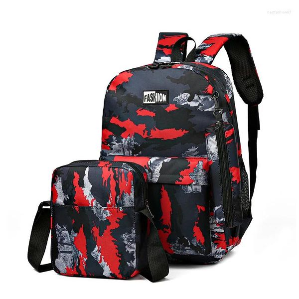 Sacs d'école 3pcs / set haut pour les femmes 2024 garçons un sac d'épaule sac à dos masculin grand étudiant voyage homme sac à dos mochila