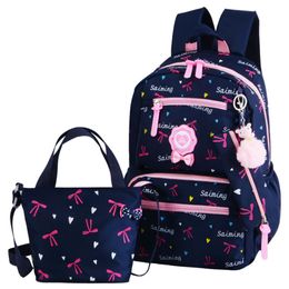 Sacs d'école 3pcs / set Impression Sacs D'école Sac À Dos Cartable Mode Enfants Beaux Sacs À Dos Pour Enfants Filles École Étudiant Mochila 230718