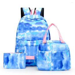 Schooltassen 3 stks/set Student Schoolbags Fashion Tie Dye Printing Dames Backpack Laptop Book Bags Pencil Case Turnet voor tieners Girls