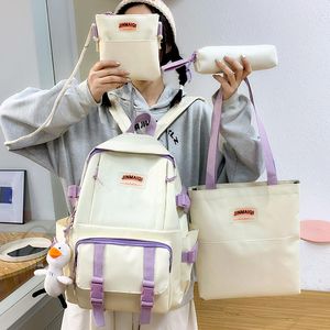 Sacs d'école 4 pièces ensemble femmes sac à dos en nylon pour adolescentes enfants Kawaii étudiant enfants livre sac maternelle sac à dos 2022